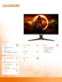 AOC Monitor 24G2SAE 23.8 165Hz VA HDMIx2 DP Głośniki