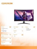 AOC Monitor CQ32G2SE 31.5 cala VA Curved 165Hz HDMIx2 DP