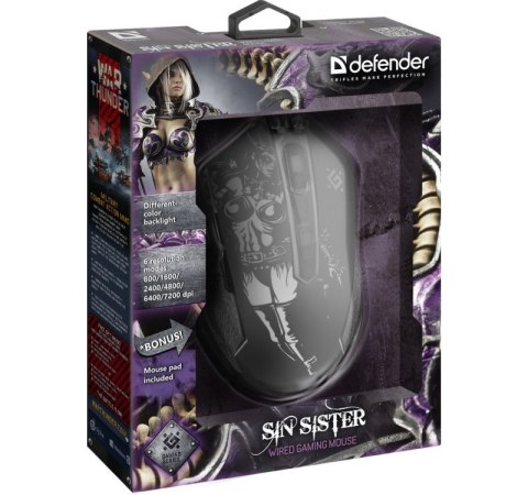 Defender Mysz gamingowa SIN'SISTER GM-933 optyczna 7200dpi 6P Defender Mysz gamingowa SIN'SISTER GM-933 optyczna 7200dpi 6P