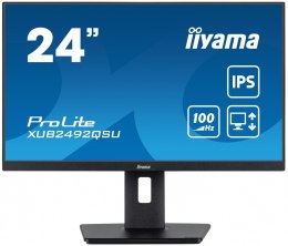 IIYAMA Monitor 23.8 cala ProLite XUB2492QSU-B1 IPS,QHD,USB-C,100Hz,3xUSB(3.2),HDMI,DP 300cd/m2,FreeSync,2x2W,HAS(150mm),PIVOT