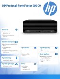 HP Inc. Komputer stacjonarny Pro Small Form Factor 400 G9 i3-13100 256GB/8GB/DVD/W11P 6U4Y5EA