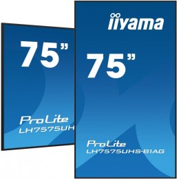 IIYAMA Monitor 75 cali LH7575UHS-B1AG, 24/7,IPS,ANDROID.11,4K,500cd/m2,WiFi,3xHDMI,DP,Daisy/Chain,2xUSB,2x10W,RJ45,iiSignage2,FailOver,