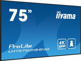 IIYAMA Monitor 75 cali LH7575UHS-B1AG, 24/7,IPS,ANDROID.11,4K,500cd/m2,WiFi,3xHDMI,DP,Daisy/Chain,2xUSB,2x10W,RJ45,iiSignage2,FailOver,