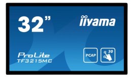 IIYAMA Monitor dotykowy 32 cale TF3215MC-B2 POJ.30PKT.VA.VGA.HDMI.DP.500cd/m2.3000:1/8ms.24/7.7H.IP65(front).PION/POZIOM.200x200mm(vesa