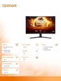 AOC Monitor CQ32G4VE 31.5 cala Fast VA Zakrzywiony 180Hz HDMIx2 DP