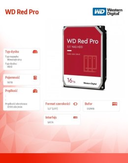 Western Digital Dysk twardy WD Red Pro 16TB 3,5 512MB SATAIII/7200rpm