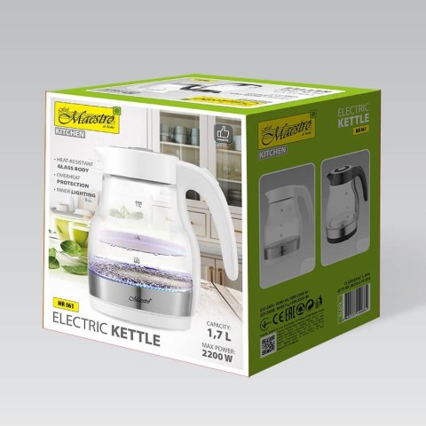 Feel-Maestro Czajnik elektryczny szklany 1,7l 2200W MR-061-WHITE Feel-Maestro Czajnik elektryczny szklany 1,7l 2200W MR-061-WHITE
