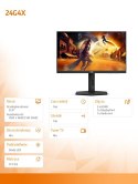 AOC Monitor 24G4X 23.8 cala IPS 180Hz HDMIx2 DP Pivot