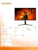 AOC Monitor U32G3X 31.5 cala IPS 4K 144Hz HDMIx2 DPx2 HAS