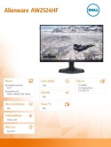 Dell Monitor Alienware AW2524HF 24.5 cala AMD FreeSync Premium 500Hz Full HD (1920x1080)/16:9/DP/HDMI/USB/3Y AES&PPE