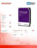 Western Digital Dysk twardy WD Purple 4TB 3,5 256 MB 5400RPM WD43PURZ