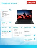 Lenovo Notebook ThinkPad L14 G5 21L10031PB W11Pro Ultra 7 155U/16GB/1TB/INT/14.0 FHD/Black/3YRS OS + 1YR Premier Support + CO2 Offset