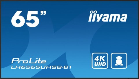 IIYAMA *IIYAMA 65&#39;LH6565UHSB-B1, 24/7,IPS,ANDROID.11,4K,800cd, iiSignage2, SDM, 2x HDMI, DP, 2x USB,2x 10W, RJ45, WiFi, 4/32GB, PIO