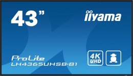 IIYAMA Monitor 43 cale LH4365UHSB-B1 24/7, IPS, ANDROID 11, 4K, 800cd, iiSignage2, SDM, 2x HDMI, DP, 2x USB,2x 10W, RJ45, WiFi, 4/32GB,