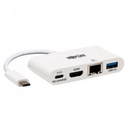 Eaton Wieloportowy adapter USB-C 4K HDMI, port USB-A, GbE, ładowanie PD 60 W, HDCP U444-06N-H4GU-C Biały