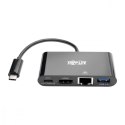 Eaton Wieloportowy adapter USB-C 4K HDMI, port USB-A, GbE, ładowanie PD 60 W, HDCP U444-06N-H4GUBC Czarny