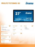 IIYAMA Monitor wielkoformatowy 27 cali TF2738MSC-B2 IPS,FHD,DVI,DP,HDMI,2x3W,poj.10p,IP1X