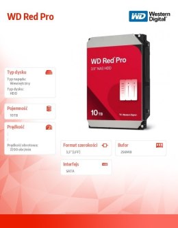 Western Digital Dysk HDD Red Pro 10TB 3,5 cala 256 MB SATA 7200rp WD103KFBX