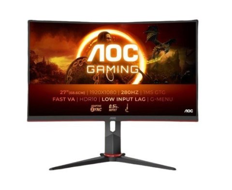 AOC Monitor C27G2Z3 27 cali Zakrzywiony Fast VA 280Hz HDMIx2 DP HAS