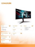 AOC Monitor CU34G2X/BK 34 cale VA 144Hz 1ms HDMIx2 DP regulacja wysokości