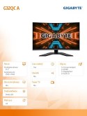 Gigabyte Monitor 31.5 cala G32QC A 1ms/12MLN:1/FULLHD/HDMI