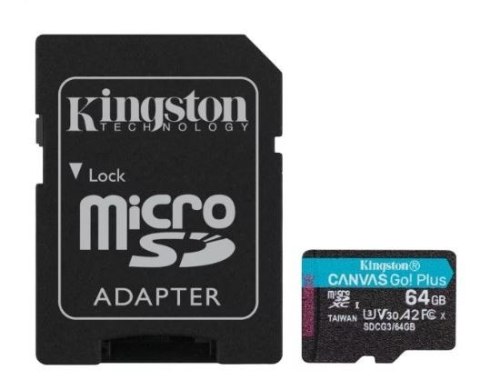 Kingston Karta pamięci microSD 64GB Canvas Go Plus 170/70MB/s Adapter