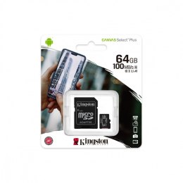 Kingston Karta pamięci microSD 64GB Canvas Select Plus 100MB/s Adapter