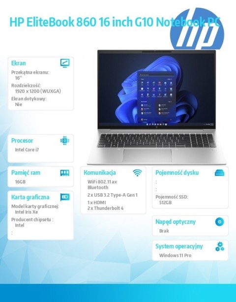HP Inc. Notebook EliteBook 860 G10 i7-1355U 512GB/16GB/W11P/16.0 81A09EA HP Inc. Notebook EliteBook 860 G10 i7-1355U 512GB/16GB/W11P/16.0 81A09EA