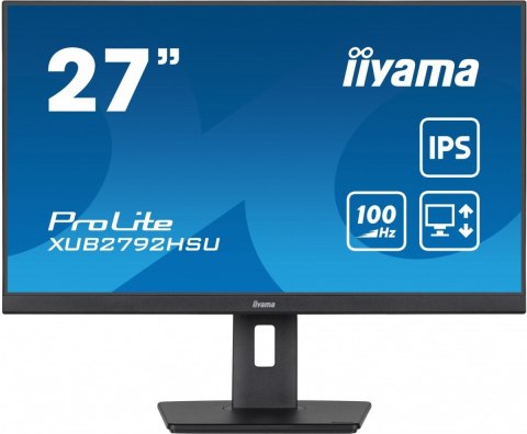 IIYAMA Monitor ProLite XUB2792HSU-B6 27 cali IPS,HDMI,DP,100Hz,SLIM,4xUSB3.2,PIVOT, HAS(150mm),2x2W